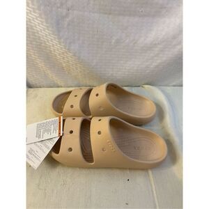 Crocs Classic Sandals 2 Straps V2 Beige Shitake  Womens 9 (runs bigger) NEW